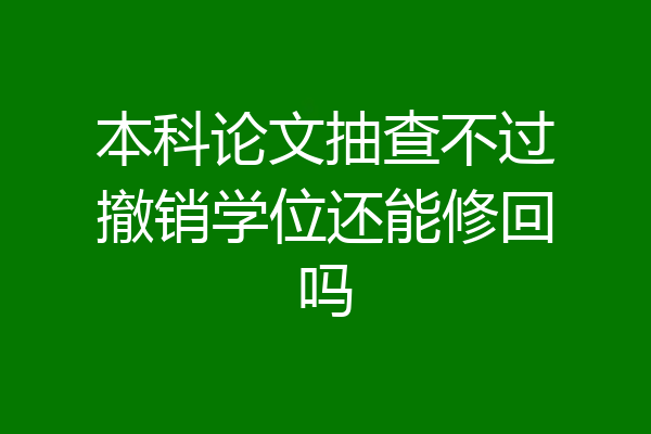 本科论文抽查不过撤销学位还能修回吗