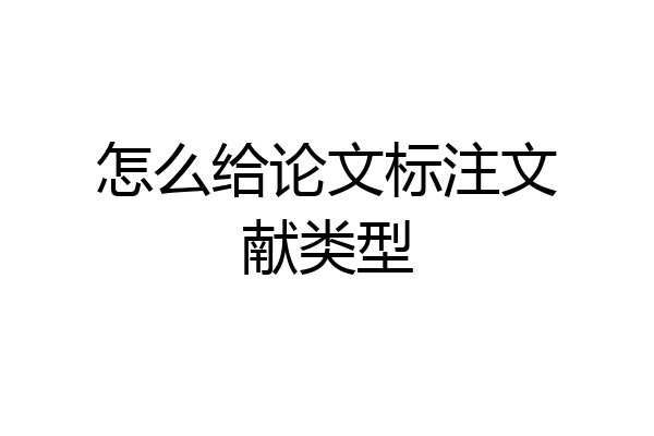 怎么给论文标注文献类型