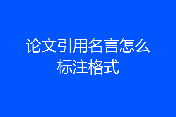 论文引用名言怎么标注格式