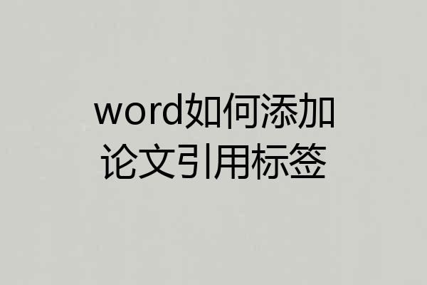word如何添加论文引用标签