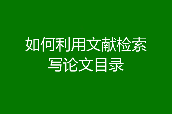 如何利用文献检索写论文目录