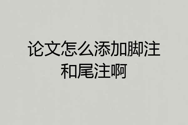 论文怎么添加脚注和尾注啊