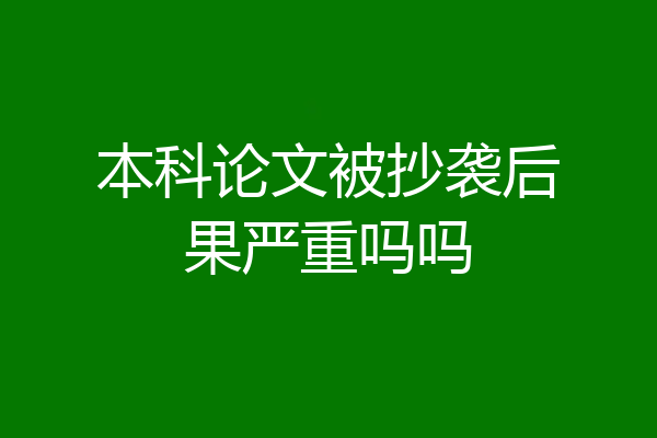 本科论文被抄袭后果严重吗吗