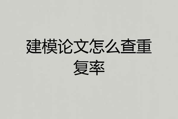 建模论文怎么查重复率