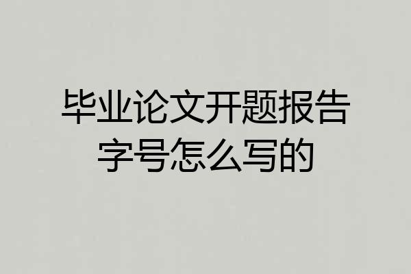 毕业论文开题报告字号怎么写的