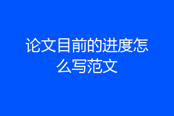 论文目前的进度怎么写范文