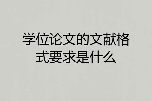 学位论文的文献格式要求是什么