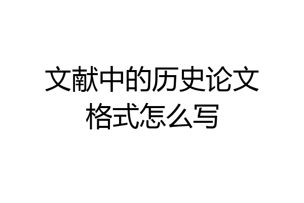 文献中的历史论文格式怎么写