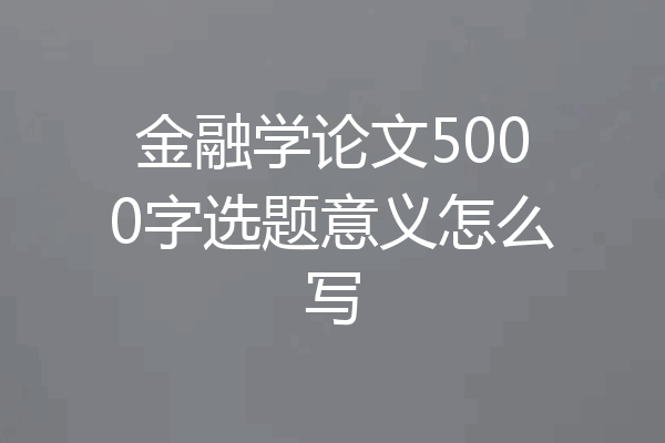 金融学论文5000字选题意义怎么写