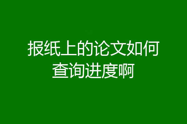 报纸上的论文如何查询进度啊
