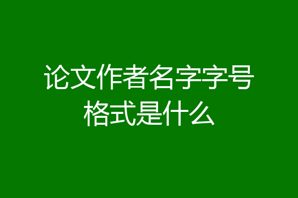论文作者名字字号格式是什么