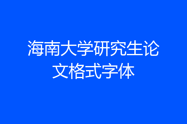 海南大学研究生论文格式字体