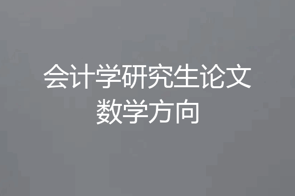 会计学研究生论文数学方向