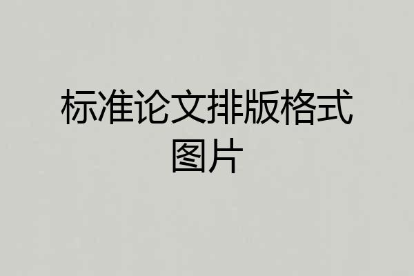 标准论文排版格式图片