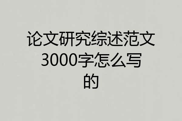 论文研究综述范文3000字怎么写的
