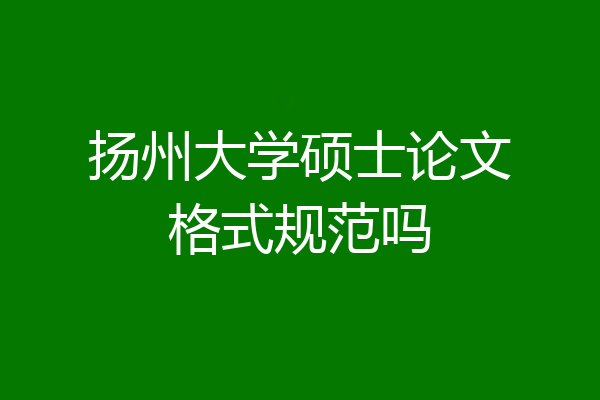 扬州大学硕士论文格式规范吗