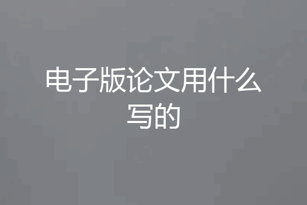 电子版论文用什么写的