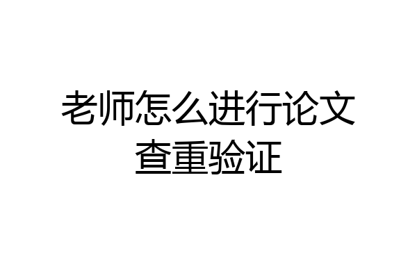 老师怎么进行论文查重验证