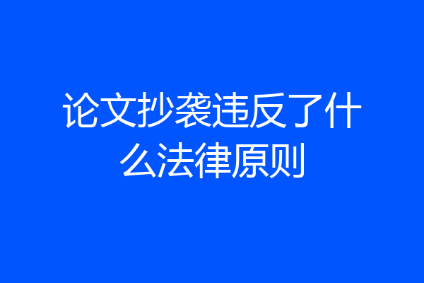 论文抄袭违反了什么法律原则