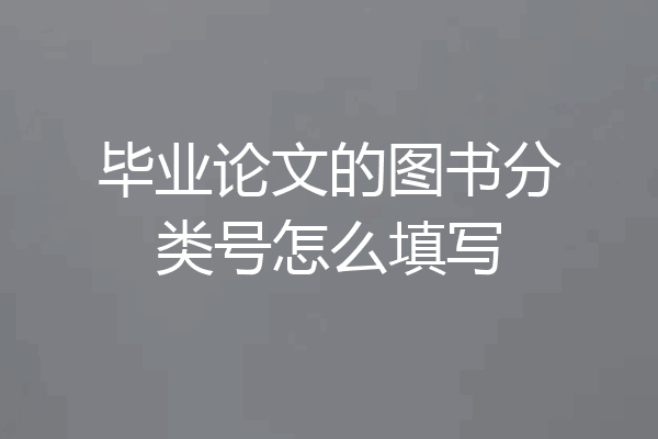 毕业论文的图书分类号怎么填写