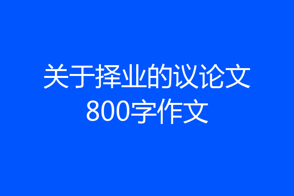关于择业的议论文800字作文