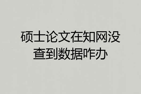 硕士论文在知网没查到数据咋办