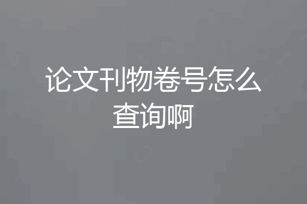 论文刊物卷号怎么查询啊