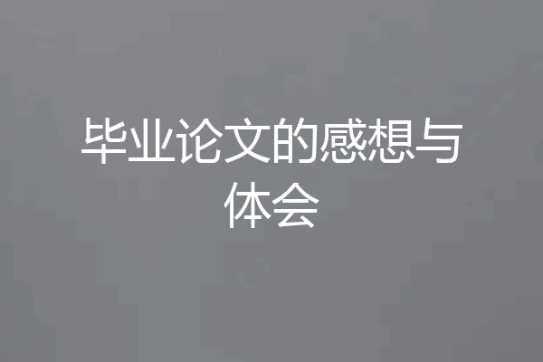 毕业论文的感想与体会
