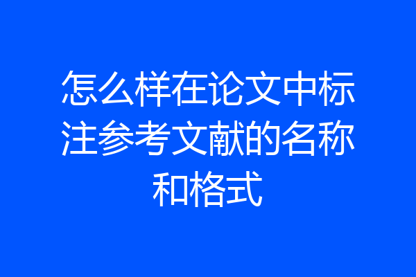 怎么样在论文中标注参考文献的名称和格式
