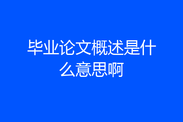 毕业论文概述是什么意思啊
