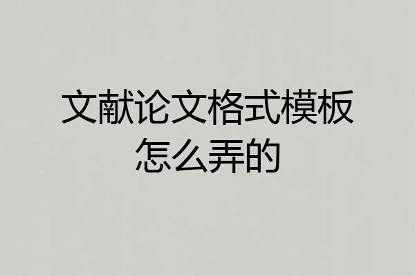 文献论文格式模板怎么弄的