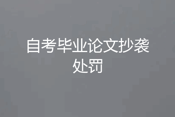 自考毕业论文抄袭处罚