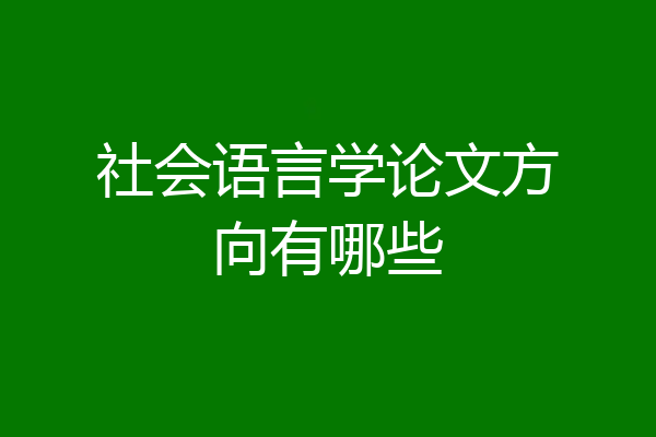 社会语言学论文方向有哪些