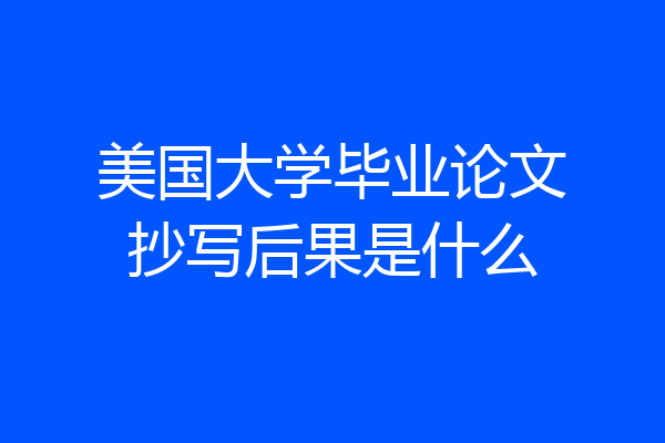 美国大学毕业论文抄写后果是什么