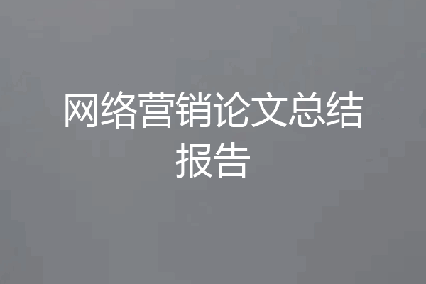 网络营销论文总结报告