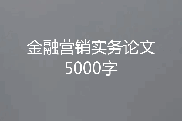 金融营销实务论文5000字