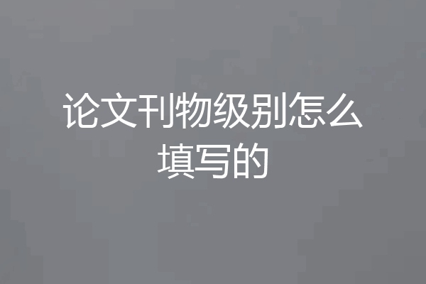 论文刊物级别怎么填写的