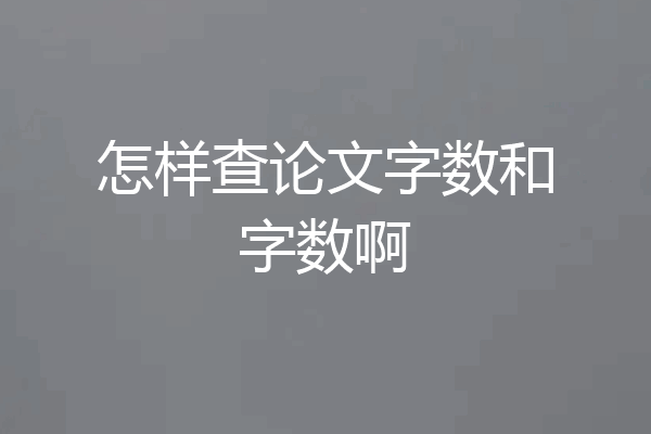 怎样查论文字数和字数啊
