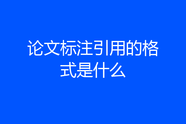论文标注引用的格式是什么