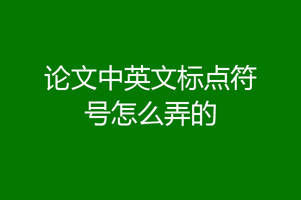 论文中英文标点符号怎么弄的