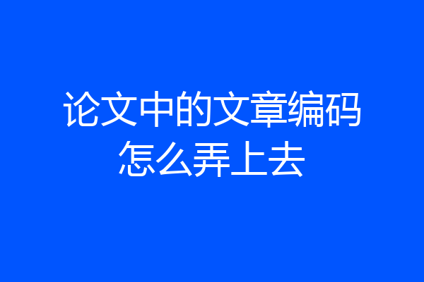 论文中的文章编码怎么弄上去