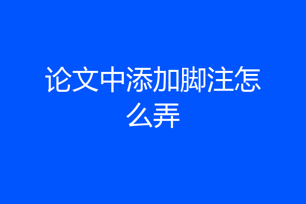 论文中添加脚注怎么弄