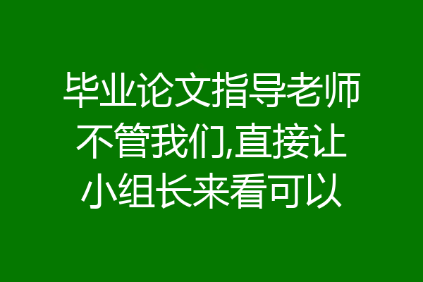 毕业论文指导老师不管我们,直接让小组长来看可以