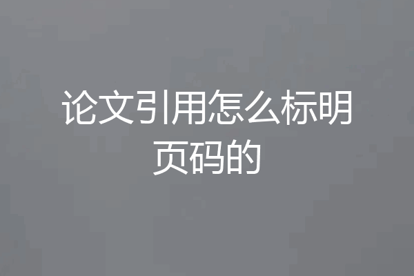 论文引用怎么标明页码的