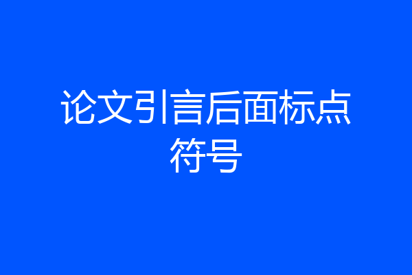 论文引言后面标点符号