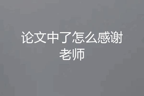 论文中了怎么感谢老师