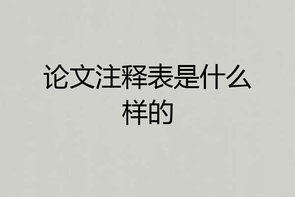 论文注释表是什么样的