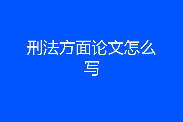 刑法方面论文怎么写
