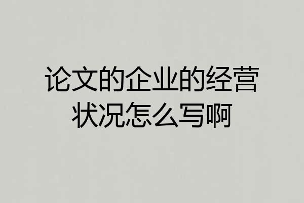 论文的企业的经营状况怎么写啊