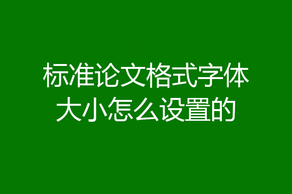 标准论文格式字体大小怎么设置的